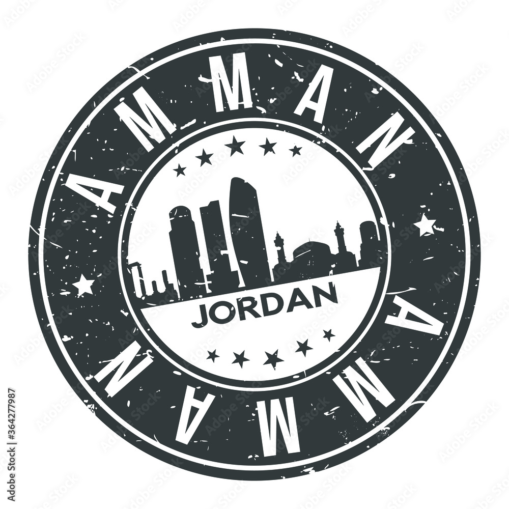 Amman Jordan Round Stamp Icon Skyline City. Amman Jordan Round Stamp Icon Skyline City.
