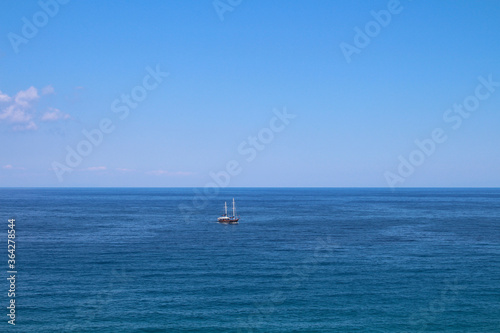  View from the Cyrenian fortress on a ship in the Mediterranean sea ...