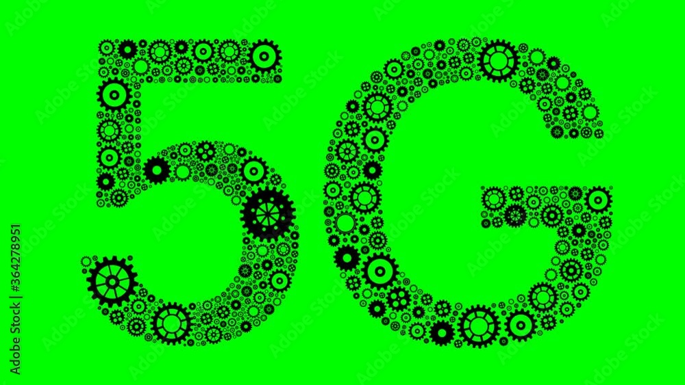 Animation of 5G made out of gears Animation of 5G made out of gears
