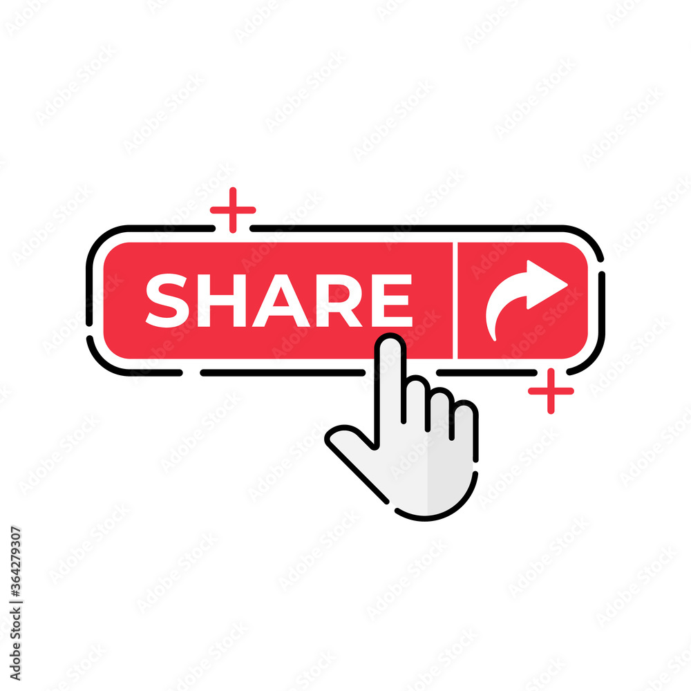 Share button icon vector for social media. Share icon button Vector illustration design template. Share icon or button for video channel, blog, social media and background banner Share button icon vector for social media. Share icon button Vector illustration design template. Share icon or button for video channel, blog, social media and background banner