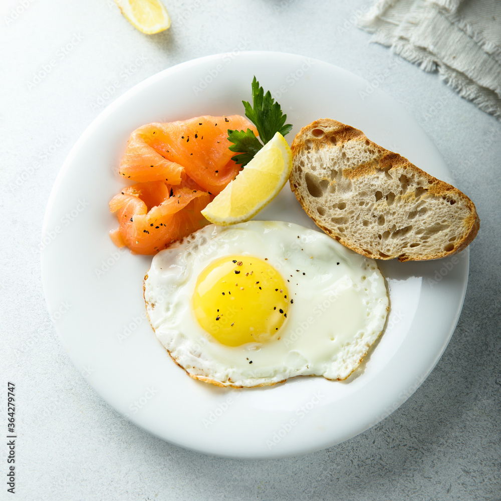 Fried egg with smoked salmon Fried egg with smoked salmon