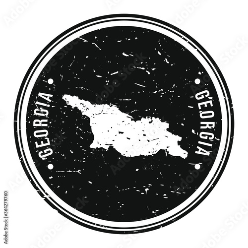 Georgia Map Symbol Round Design Stamp Travel and Business.