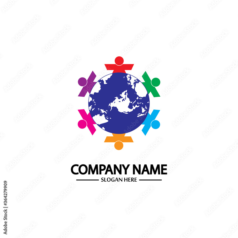 world comunity logo with people and globe illustration design vector. world comunity logo with people and globe illustration design vector.