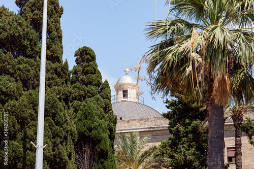 The upper part of the Stella Maris Monastery which is located on Mount Carmel in Haifa city in northern Israel photo