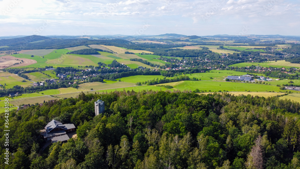 Obraz premium Aerial View from the Breiteberg to the Zittau mountains