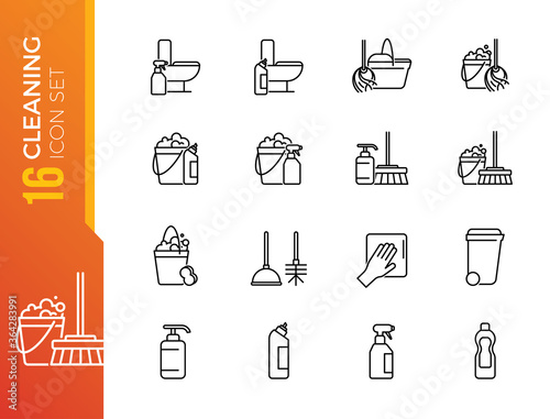 Cleaning and Housework line icon  - outline web icon set, vector, thin line icons collection