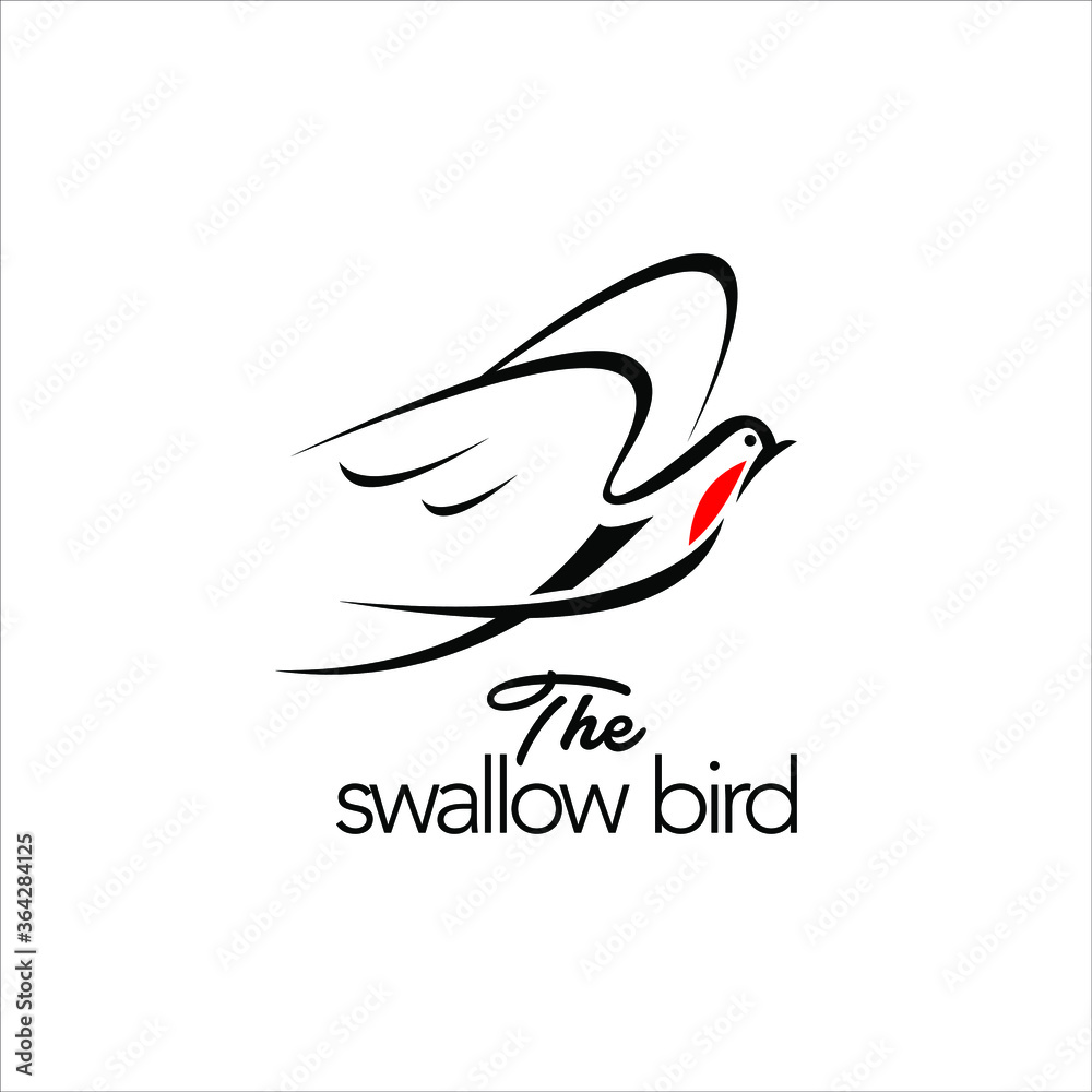 Obraz premium swallow logo flying line art hand drawn bird animal vector design element template