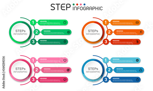 Circular shape elements with steps,options,milestone,processes or workflow.Business data visualization.Set of creative step infographic template for presentation,vector illustration.