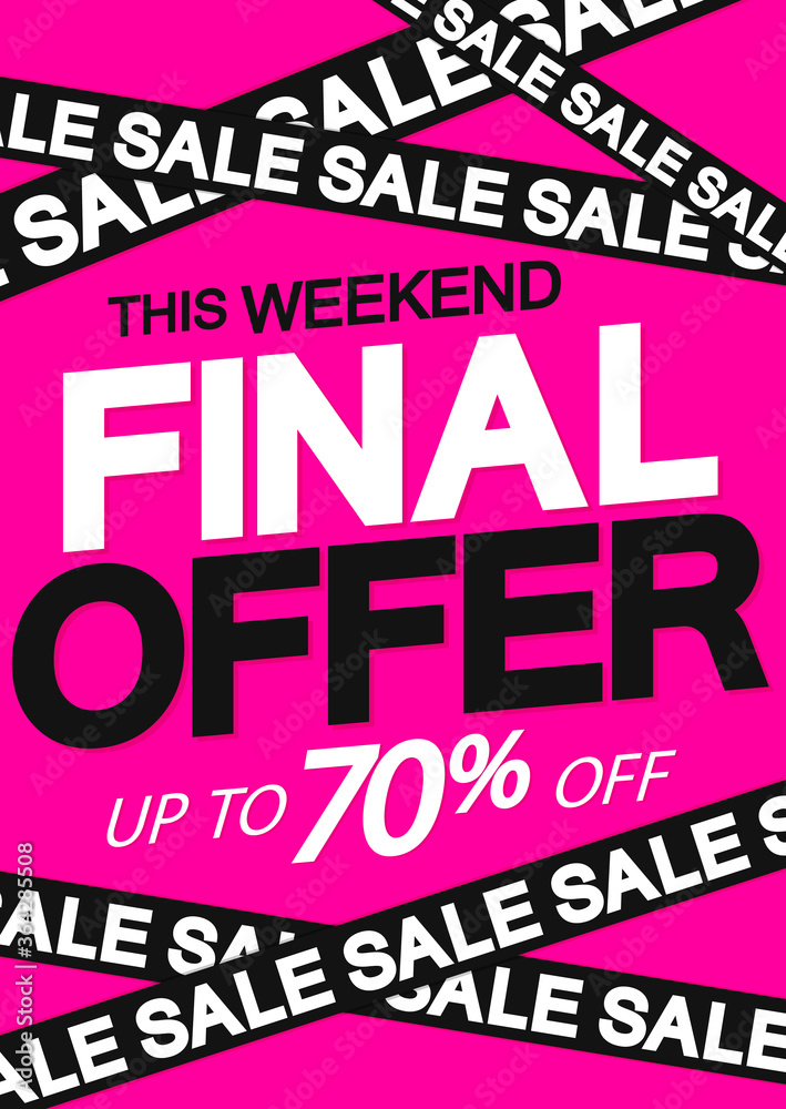 Final Sale up to 70% off, poster design template, special offer, vector illustration Final Sale up to 70% off, poster design template, special offer, vector illustration