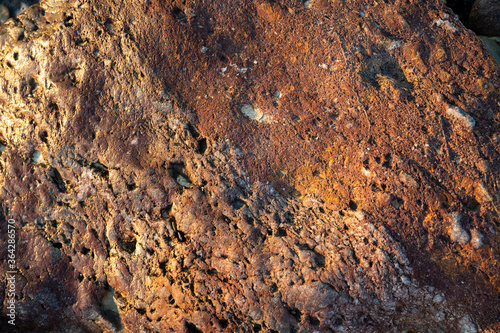 Texture of a Red Rock on the Beach for Background