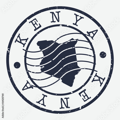 Kenya Stamp Postal. Map Silhouette Seal. Passport Round Design. Vector Icon. Design Retro Travel.