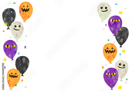 ベクター　ハロウィンキャラクターの風船の背景素材