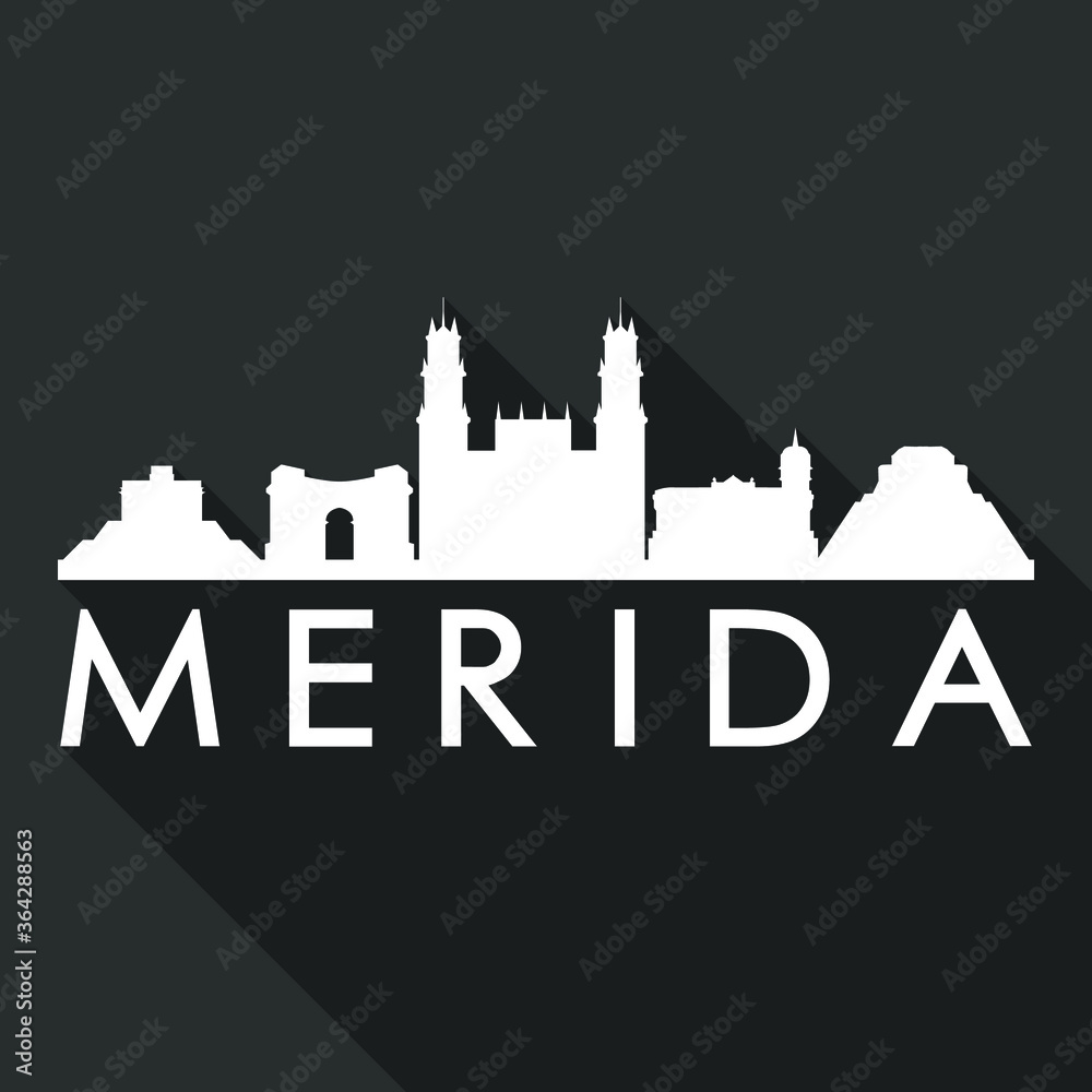 Merida Flat Icon Skyline Silhouette Design City Vector Art Famous Buildings.