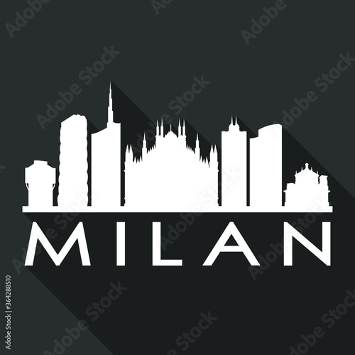 Milan Flat Icon Skyline Silhouette Design City Vector Art Famous Buildings.