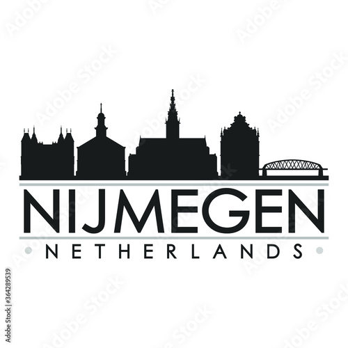 Nijmegen Netherlands Europe Skyline Silhouette Design City Vector Art Famous Buildings.