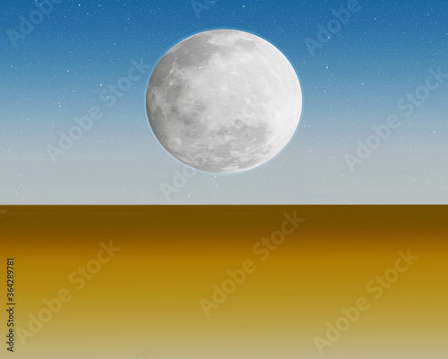 Moon over a terrestial plain in the distant universe photo