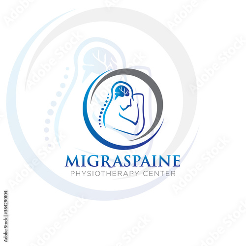 migraspaine logo,  creative brain and spine vector