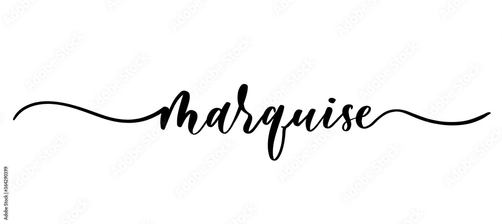 Marquise - vector calligraphic inscription with smooth lines for shop fabric and knitting, logo, textile.