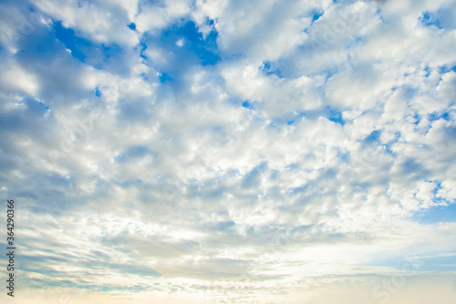 Dawn sky clouds background. Beautiful landscape with clouds and blue sky