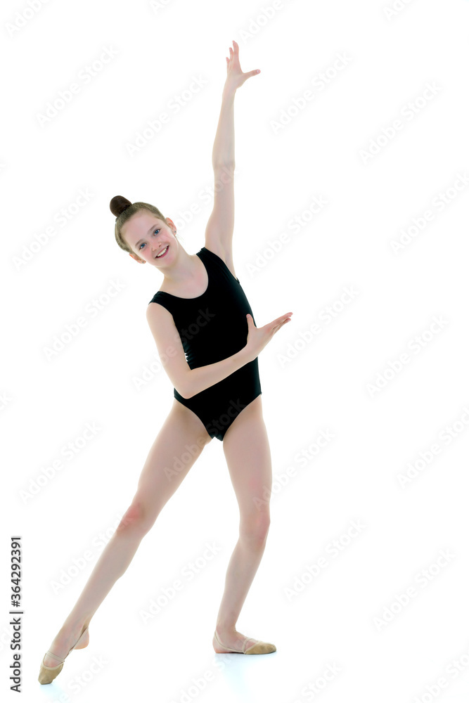 The gymnast prepares to perform the exercise. The gymnast prepares to perform the exercise.