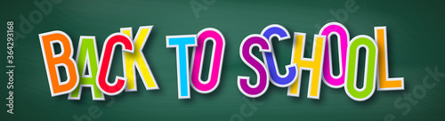 Back to school typography design. 3d text on chalkboard background. Vector illustration.