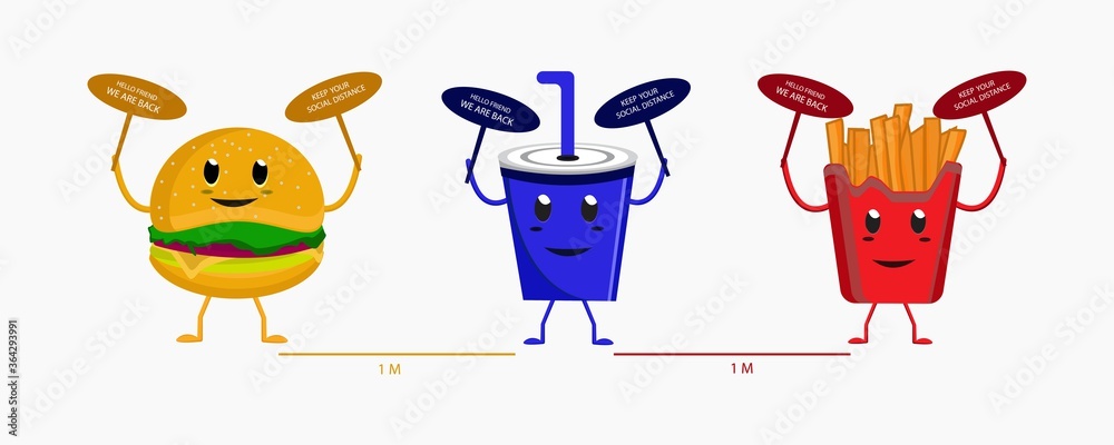 Naklejka premium fast food with with an appeal while maintaining social distance