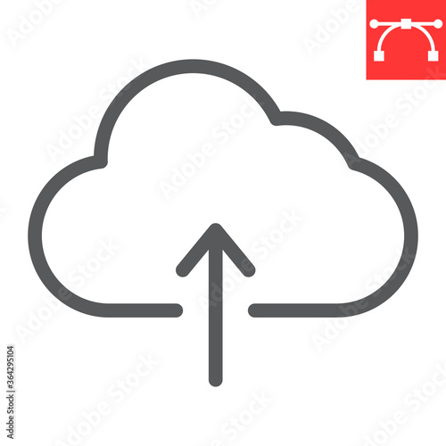 Cloud upload line icon, ui and button, computing sign vector graphics, editable stroke linear icon, eps 10.