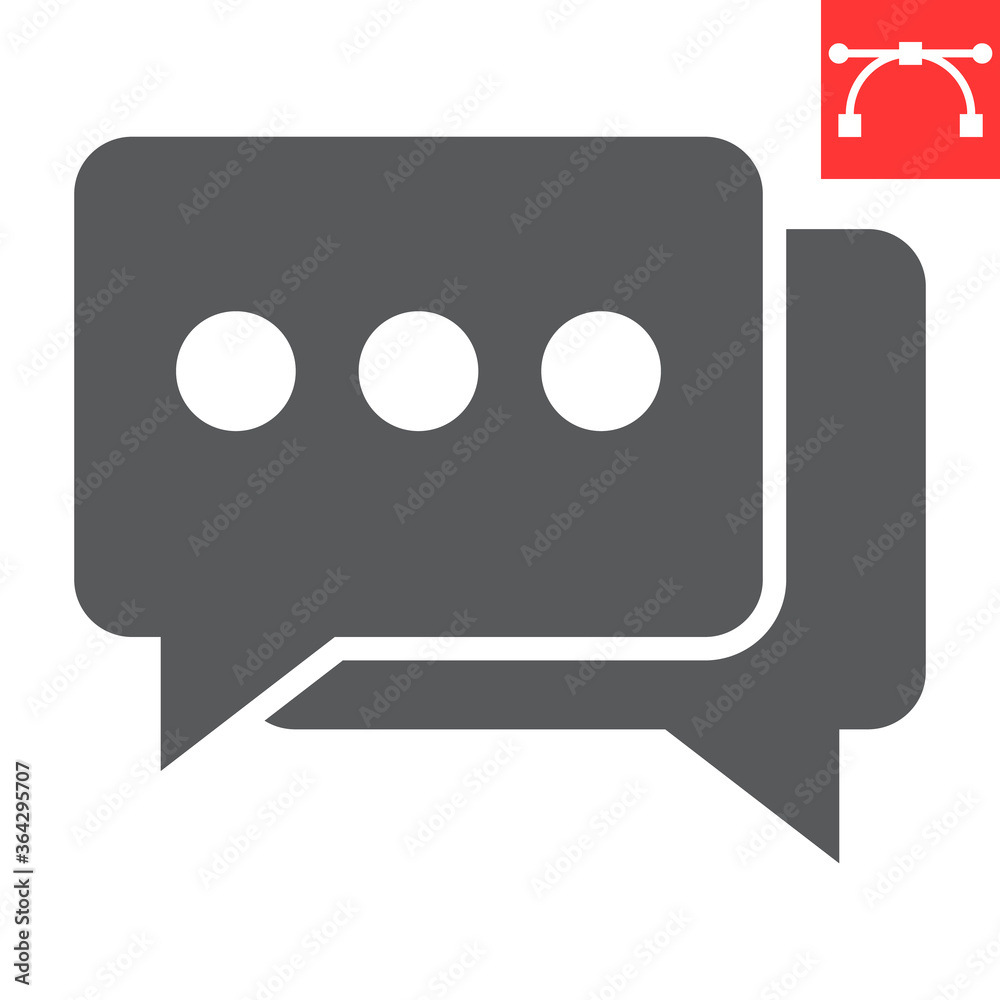 Chat glyph icon, ui and button, message sign vector graphics, editable stroke solid icon, eps 10. Chat glyph icon, ui and button, message sign vector graphics, editable stroke solid icon, eps 10.
