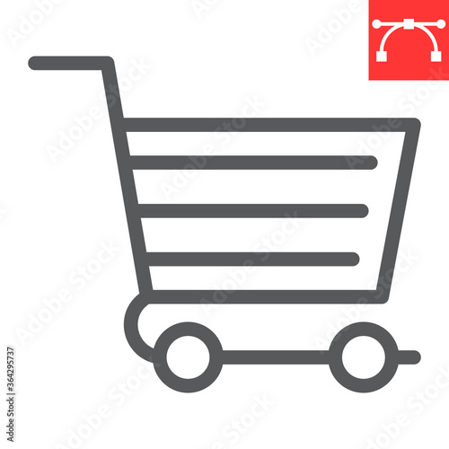 Shopping cart line icon, ui and button, shop cart sign vector graphics, editable stroke linear icon, eps 10.