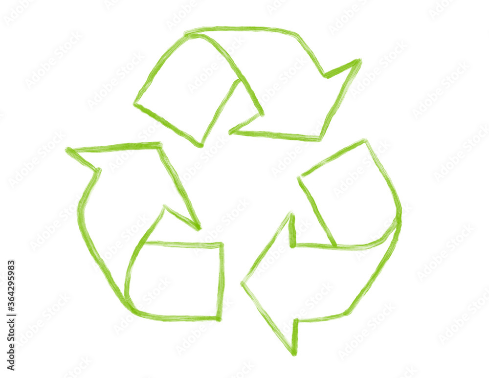 Illustration of Hand drawn Sketch recycle icon symbol isolated on white background Illustration of Hand drawn Sketch recycle icon symbol isolated on white background