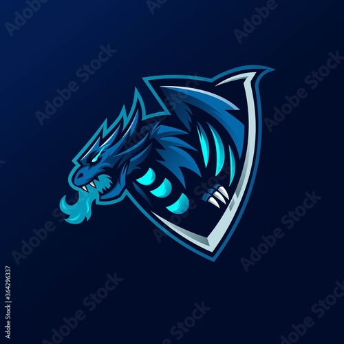 Dragon mascot logo design vector with modern illustration concept style for badge, emblem and t shirt printing