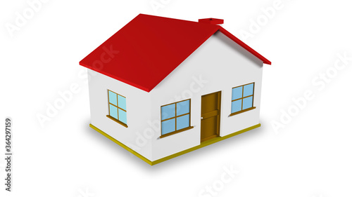 Isometric house in three dimensions. 3d house with white background
