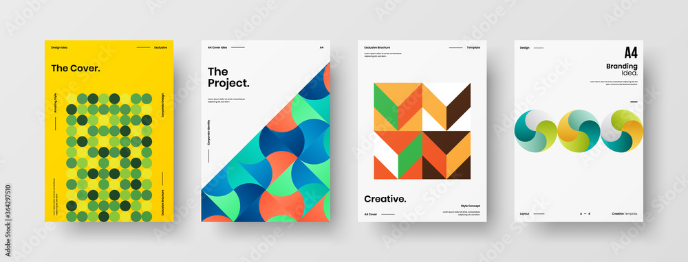 Company identity brochure template collection. Business presentation vector A4 vertical orientation front page mock up set. Corporate report cover abstract geometric illustration design layout bundle. Company identity brochure template collection. Business presentation vector A4 vertical orientation front page mock up set. Corporate report cover abstract geometric illustration design layout bundle.