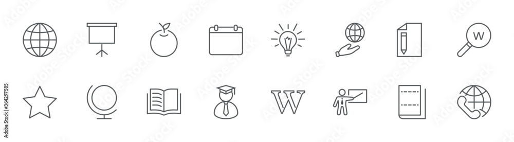 Wikipedia's birthday Line Icon. Wikipedia, Open Book, Teacher. Editable Stroke Wikipedia's birthday Line Icon. Wikipedia, Open Book, Teacher. Editable Stroke