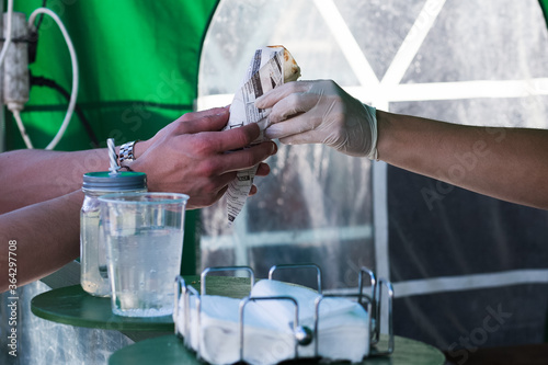 Food serving at a street food market