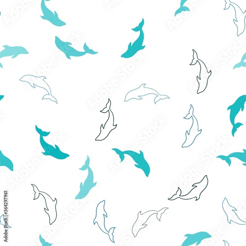 Dark BLUE vector seamless background with dolphins. Modern abstract illustration with sea dolphins. Natural design for wallpapers.