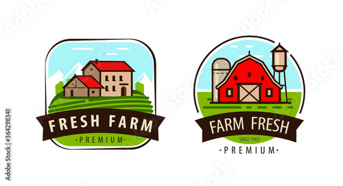 Farm fresh logo or label. Agriculture, farming vector illustration