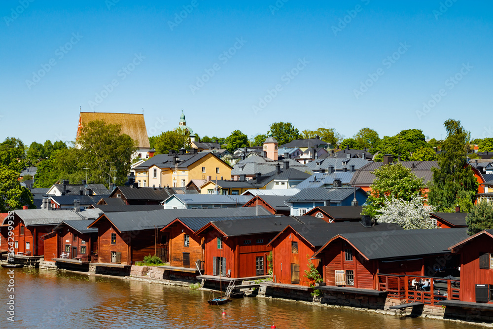 Beautiful panoramic view of Porvoo Cathedral and old town of Porvoo