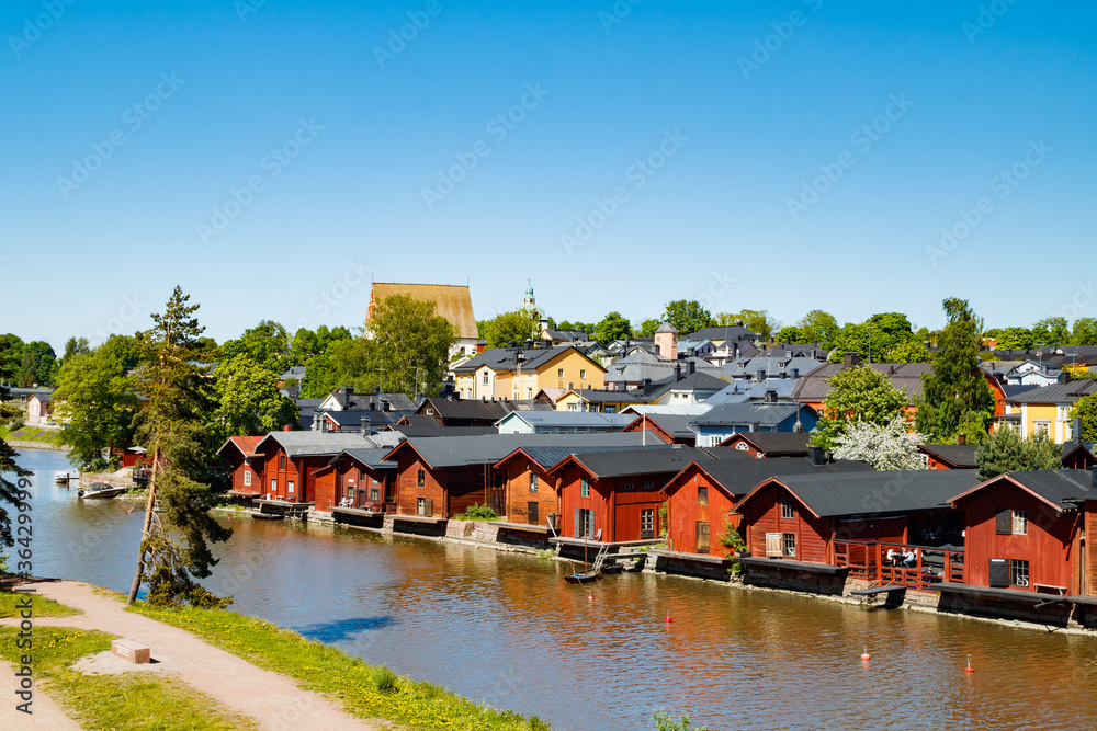 Fototapeta premium Beautiful panoramic view of Porvoo Cathedral and old town of Porvoo
