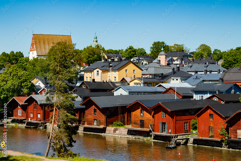 Beautiful panoramic view of Porvoo Cathedral and old town of Porvoo Beautiful panoramic view of Porvoo Cathedral and old town of Porvoo