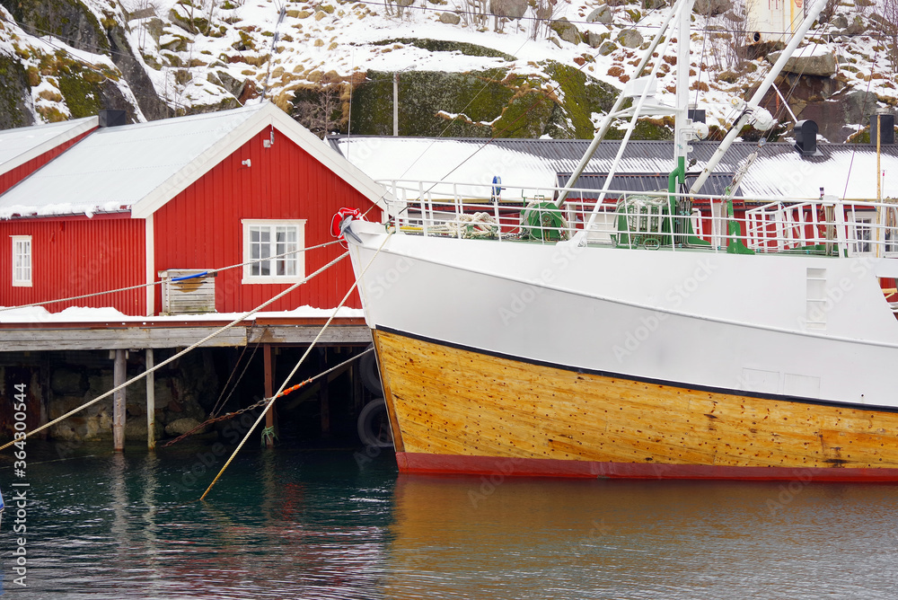 Traditional fishermen cabin in Lofoten Archipelago, Norway, Europe