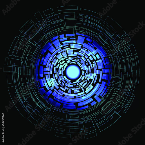 Electronic time machine tunnel prototype in blue