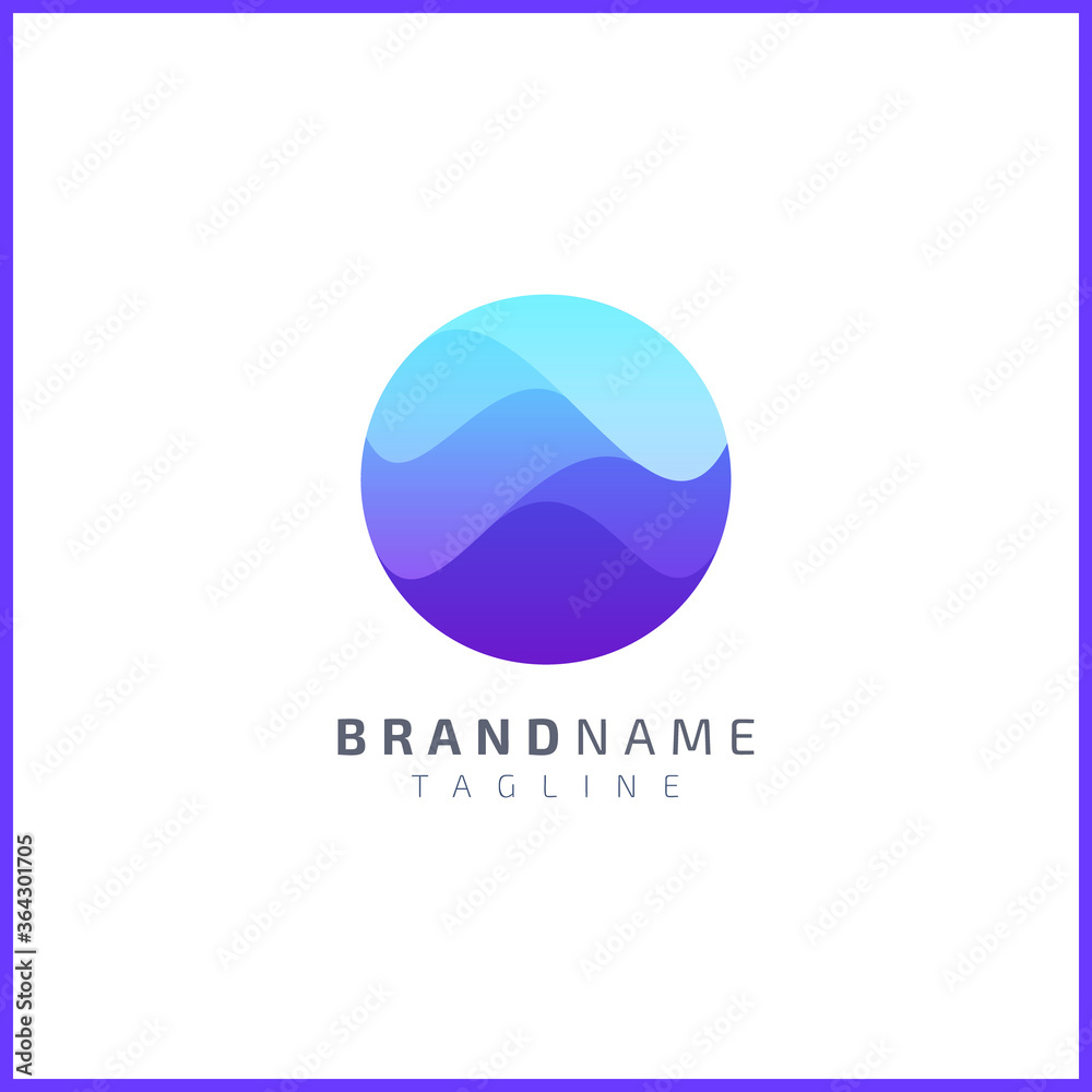 Ocean waves in circle shape. Logo design with smooth gradient color Ocean waves in circle shape. Logo design with smooth gradient color