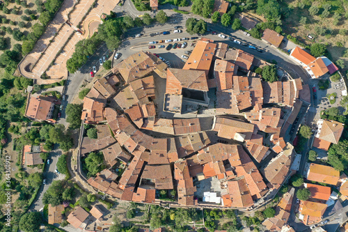 Aerial view of the medieval town of capalbio in the tuscan maremma
