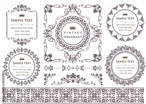 vintage ornament set. borders and frames.