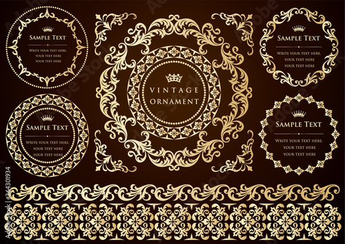 vintage ornament set. borders and frames.