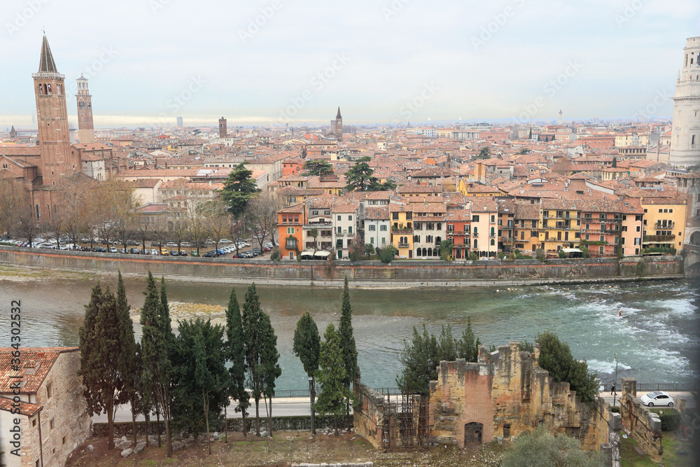 panoramic view of Verona city, Italy 