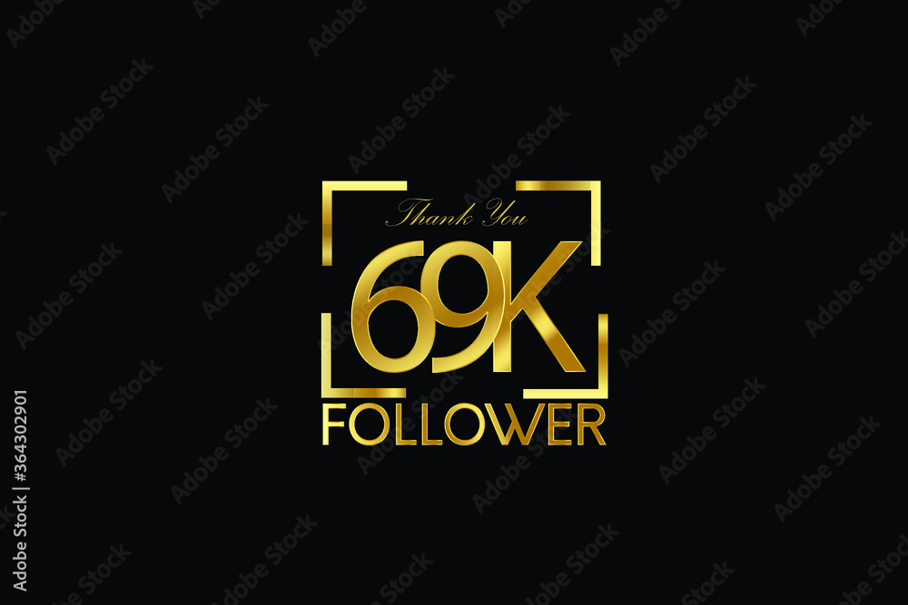 69K, 69.000 Follower Luxury Black Gold Thank you Gold Ribbon for internet, website, social media - Vector 69K, 69.000 Follower Luxury Black Gold Thank you Gold Ribbon for internet, website, social media - Vector