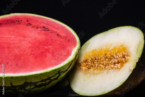 Obraz na płótnie Pastèque et melon vert tranchés
