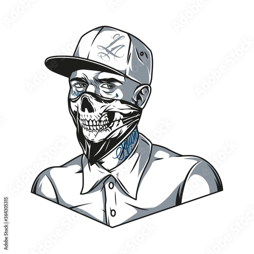 Vintage concept of man with chicano tattoos